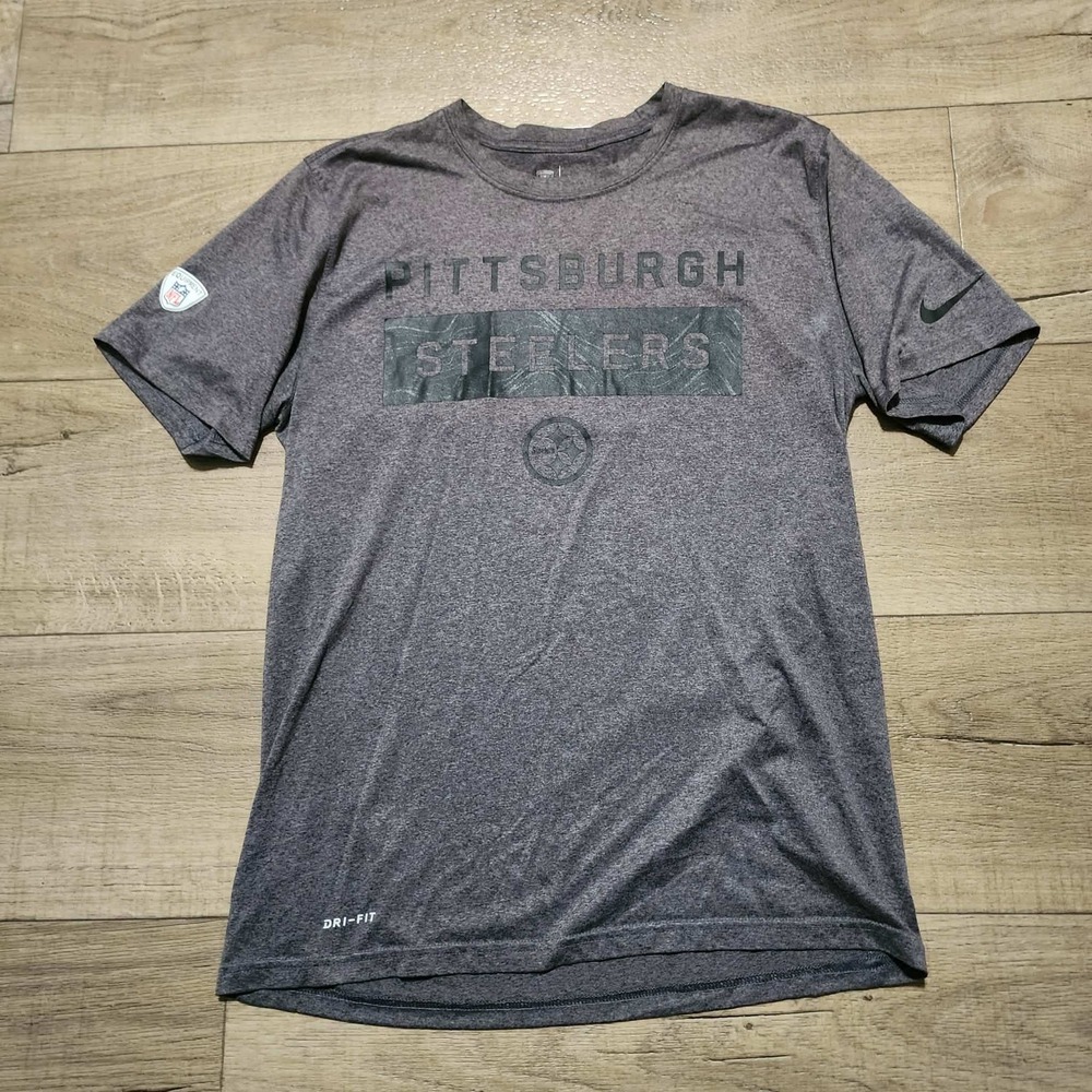 Nike Pittsburgh Steelers Dri-FIT Training Tee Mens Medium Gray NFL Athletic Cut